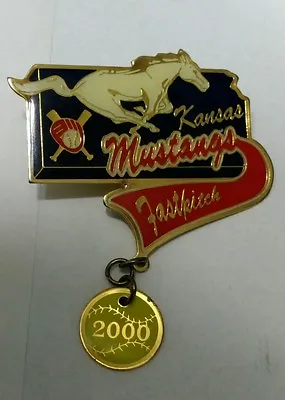 2  Inches KANSAS MUSTANGS Fastpitch BROOCH LAPEL PIN BADGE • $12.99