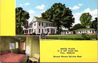 Linen Postcard Motel Plaza 500 South Brundidge Street In Troy Alabama • $10