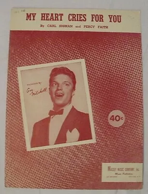  My Heart Cries For You  Piano Sheet Music Ukulele Chords 1950 Guy Mitchell • $5