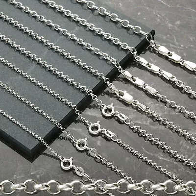 Solid Sterling Silver 14 16 18 20 22 24 26 28 30 36 40 Inch Belcher Link Chain • £8.49
