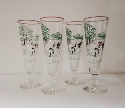 Set Of 4 Libbey Pilsner Glasses Farm Or Harvest Scenes-Mid Century • $30