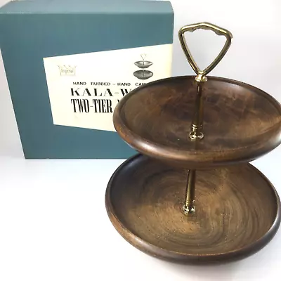 Wooden Two Tier Nut Bowl Hand Carved Japan • $22.10