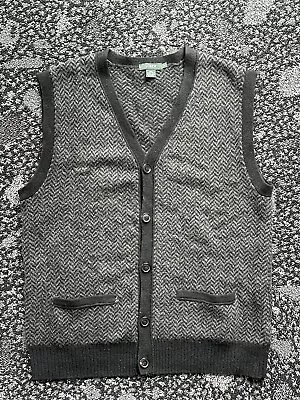 J Crew Men's Black Herringbone Sweater Vest Size Medium • $29.99