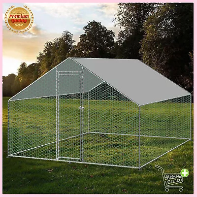 Metal Walk-in Chicken Run Coop Cage Animal Poultry House Hutch Backyard Outdoor • $157