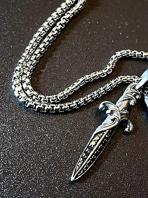 David Yurman Waves Dagger Diamond Amulet W Chain • $550