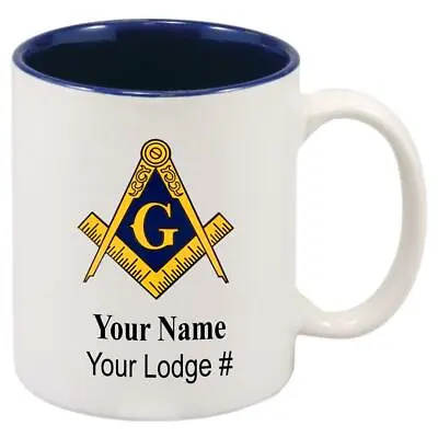 New Mason Masonic Custom Printed Mug Coffe Mug 11 Oz. Ceramic Free Lettering * ~ • $10.95