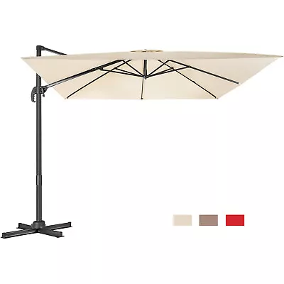 $191.95 • Buy 3m Cantilever Offset Square Patio Umbrella Tilt Crank 360° Outdoor Parasol Base