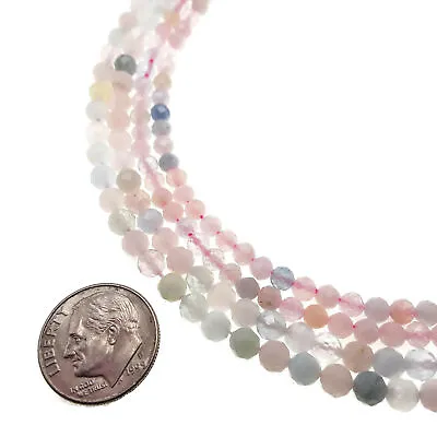 Morganite Faceted Round Beads 2mm 3mm 4mm 5mm 15.5'' Strand • $9.44