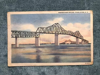 Vintage Postcard Cooper River Bridge 5th Largest Charleston South Carolina SC • $5.50