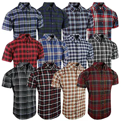 Plaid Shirt Mens Short Sleeve Button Down Collar One Pocket NEW Colors TRUE FIT • $19.95