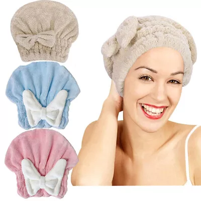 Hair Turban Towel Microfibre Head Wrap Quick Dry Drying Bath Shower Hat Cap  • £2.99