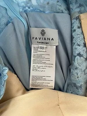 Faviana Prom Dress Size 00 Blue With Lace Top Never Worn • $100