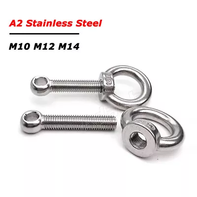 M10 M12 M14 Swing Lifting Eye Bolts EyeRod Eyepin With Ring Eye Nut A2 Stainless • $7.85