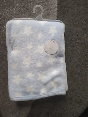 Baby Stars Blue Blanket Supersoft FlannelsFleece Newborn PramCot  70x100cm • £8.45