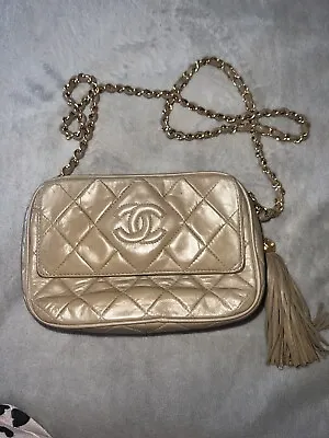 $1100 • Buy CHANEL Lambskin/beige Small Flap Bag For Women Vintage Defect