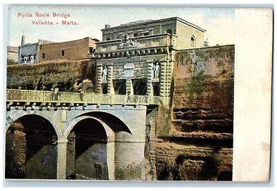 C1905 View Of Porta Reale Bridge Valletta Malta Unposted Antique Postcard • £14.23