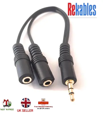 2 Way Stereo Audio Splitter Y Cable For Headphone/speaker PC/TV/Android/iPhone  • £4.50