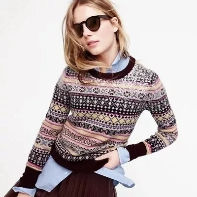 J. Crew Fair Isle Sequin Lambswool Crewneck Sweater - Small • $24.99