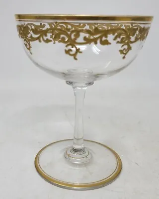 Bohemian Josefhinenhutte / Moser Crystal Raised Gold Champagne Sherbert • $85