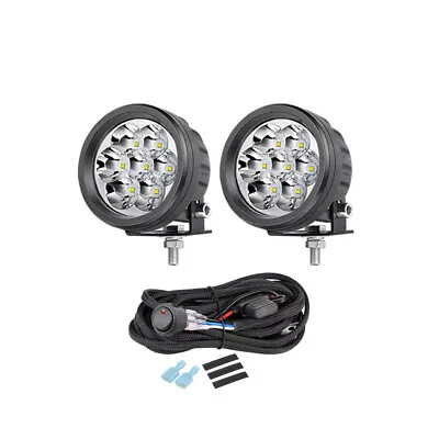 2x 3.5  70W Round LED Work Light Bar Spot Pods Driving Lamps Offroad Wiring Kit • $54.99