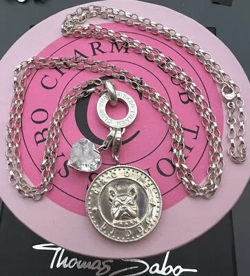 Thomas Sabo Kette 90 & Carrier & Bulldogge Münzen Charm & Herz Anhänger Rarität  • $327.76