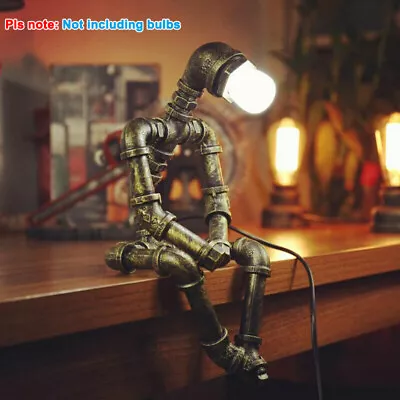 Retro Robot Water Pipe Desk Light Steampunk Industrial Vintage Table Lamp Gift • $46.79