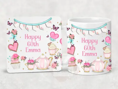 £12.25 • Buy Personalised Birthday Any Age 50th 60th 70th 80th 90th Mug Cup & Coaster Gift 