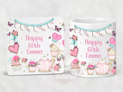 £12.25 • Buy Personalised Birthday Any Age 50th 60th 70th 80th 90th Mug Cup & Coaster Gift 