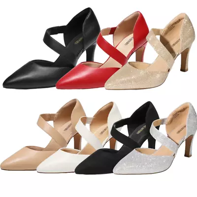 Women High Heel Pumps Closed Pointed Toe D'Orsay Wedding Party Dress Pump Shoes • $27.99