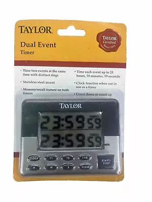 Taylor Timer Dual Event Clock Date LCD Digital Display Precision Stainless Steel • $21.49