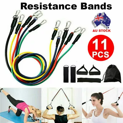 11PCS Latex Yoga Strap Resistance Bands Exercise Gym Home Tube Fitness Elastic • $13.49