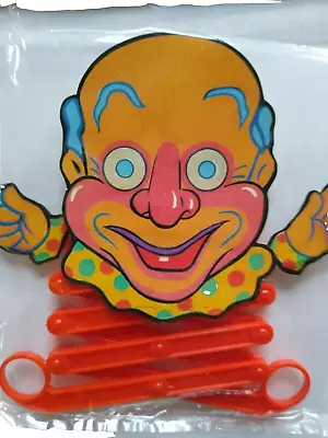 Creepy Clown Toy UNUSED Shackman Hong Kong 1983 Vintage Scissor Action Expanding • $17