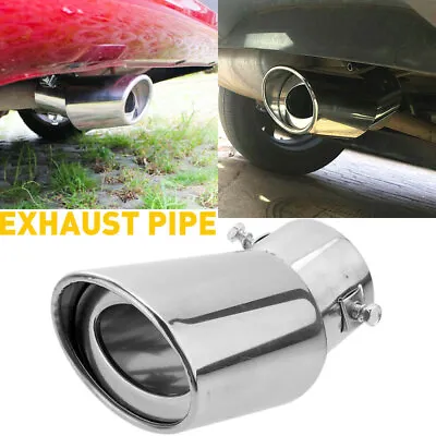 Car Exhaust Pipe Tip Rear Tail Throat Muffler Stainless Steel Round Accessories • $11.39