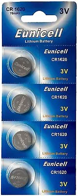 CR1620 Batteries DL1620 3v Button Coin Cell Battery For Car Key Fob Eunicell X 4 • £2.19
