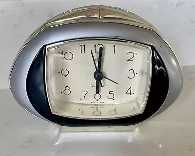 Vintage Tozai Quartz 6” Silver Gold Analog Lighted Travel Desk Alarm Clock WORKS • $19.99