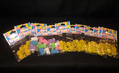 Vintage  Mini Eraser Packages Lot Of 12  Easter Bunnies Chicks Taiwan Sealed • $39.99