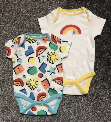 Little Bird Jools Oliver Baby Unisex 0-3 Months 2 Pack White Short Sleeve Vests • £1.95