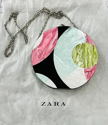 Zara Formal Multicolored Clutch Handbag Formal Purse With Removable Silver Strap • $45