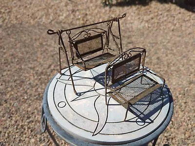 Dollhouse Rustic Metal Wire Garden Porch Patio Furniture Swing/And/Bench Lot (2) • $19.95