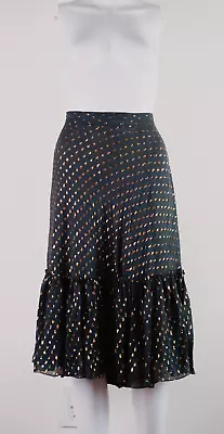 Vintage Moschino Cheap And Chic Midi Skirt Ruffles Metallic Threading Sz 12 90s • $50