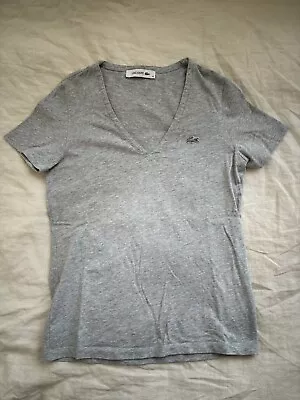 LACOSTE Women’s V-neck Grey Tshirt Size 34 • $12
