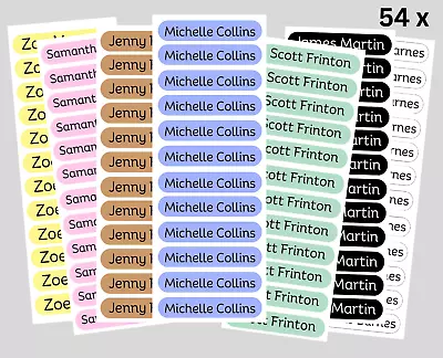 54 Personalised Name Labels Vinyl Stick On Name Labels School Labels  Stickers • £2.75