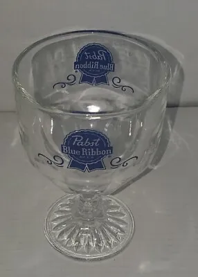 Vintage PBR Pabst Blue Ribbon Beer Goblet Chalice Thumbprint Glass Mug Stein  • $9.99