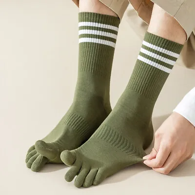5 Pairs Men Five Finger Toe Socks Combed Cotton Solid Breathe Sports Casual 7-11 • $15.29