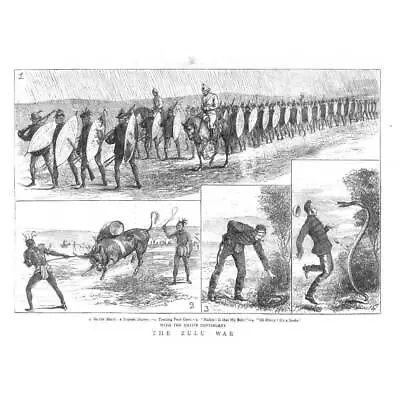 ZULU WAR On The March With The Native Contingent - Antique Print 1879 • £9.99