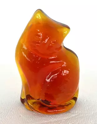 Blenko Glass Cat Figurine - Tangerine • $24.95