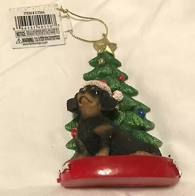 Black Dachshund With Christmas Tree Christmas Dog Ornament • $15