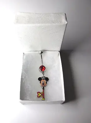 NEW OFFICIAL Disney Mickey Mouse Key Pendant On Red Crystal Belly / Navel Bar  • £18.95