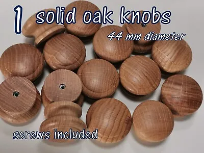 1 X Wooden Oak Knob Handle Kitchen Door Drawer  Solid Wood 44 Mm Diameter Round • £1.37