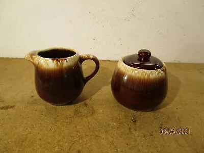 McCoy Pottery Brown Drip Glaze 7020 Creamer & Sugar Bowl • $29.98